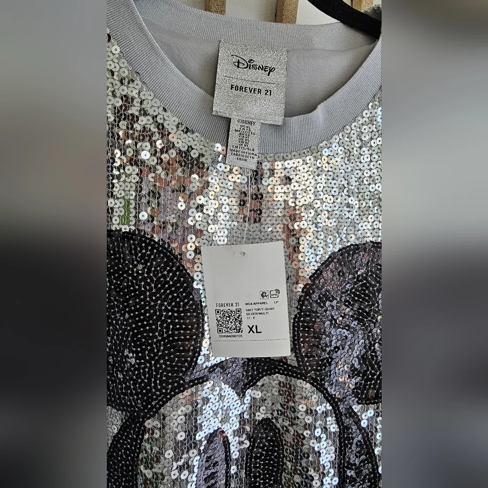 NWT Disney x Forever 21 Silver Sequin Mickey Mouse T-Shirt Mini Dress XL - Picture 3 of 13